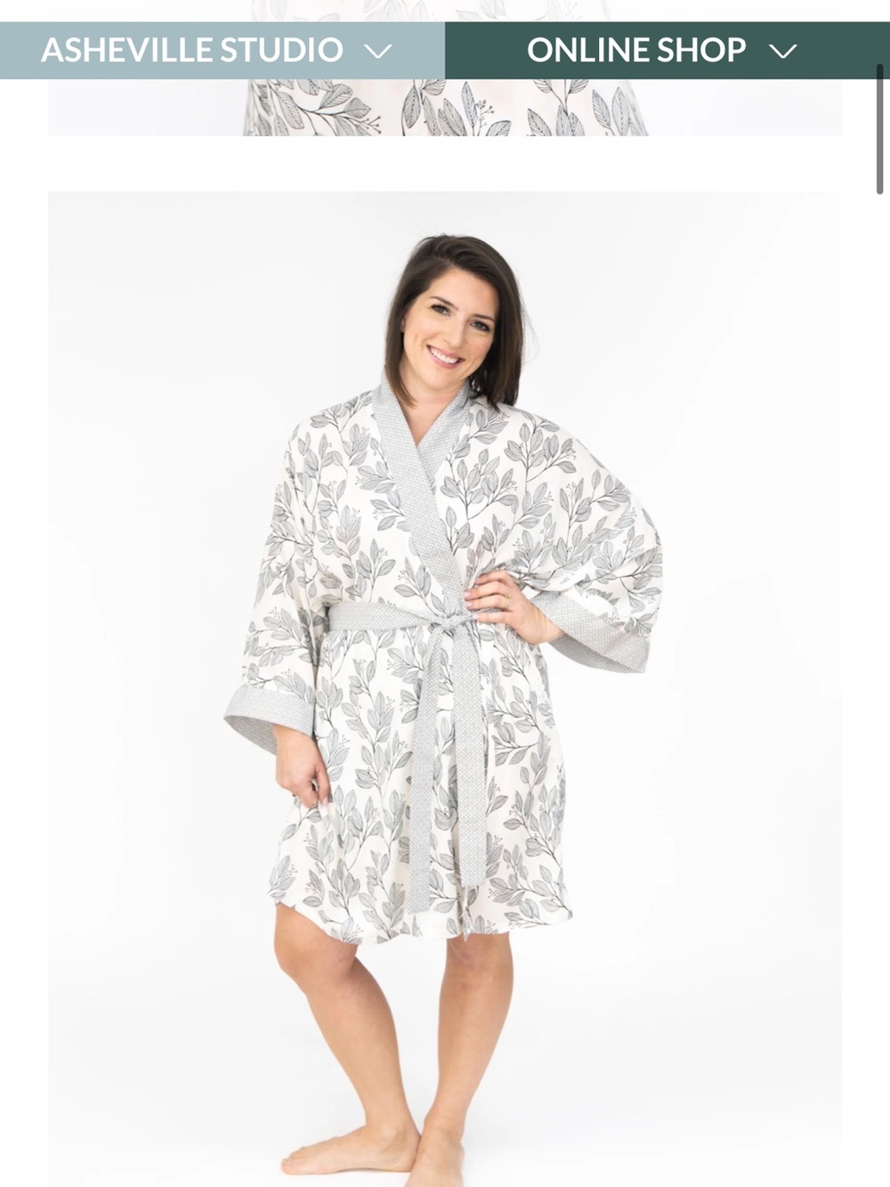 Sugarcane Studios White and Black Leaf-Print Kimono Robe or Cover Up